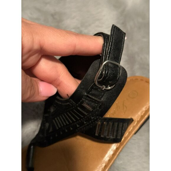 Jynx Toddler Girl 10 Black Tan Ankle Gladiator Buckle Sandals - Picture 7 of 9